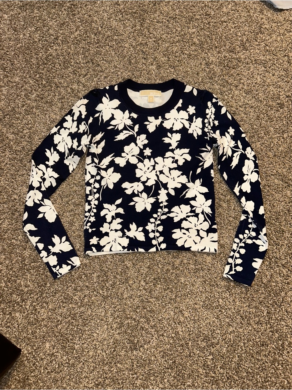 NWOT! Michael Kors Fitted Floral Long-Sleeve Top size XS